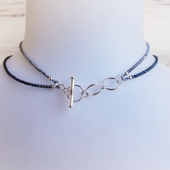 Hematite Double Row Layering Necklace - Picture 6 of 7